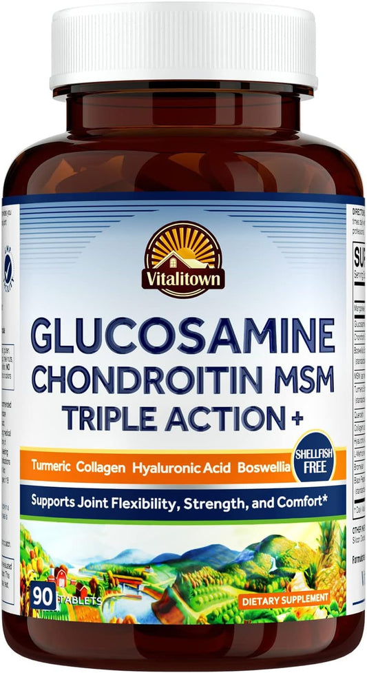 VITALITOWN Glucosamine Chondroitin MSM 90 Tablets, No Shellfish