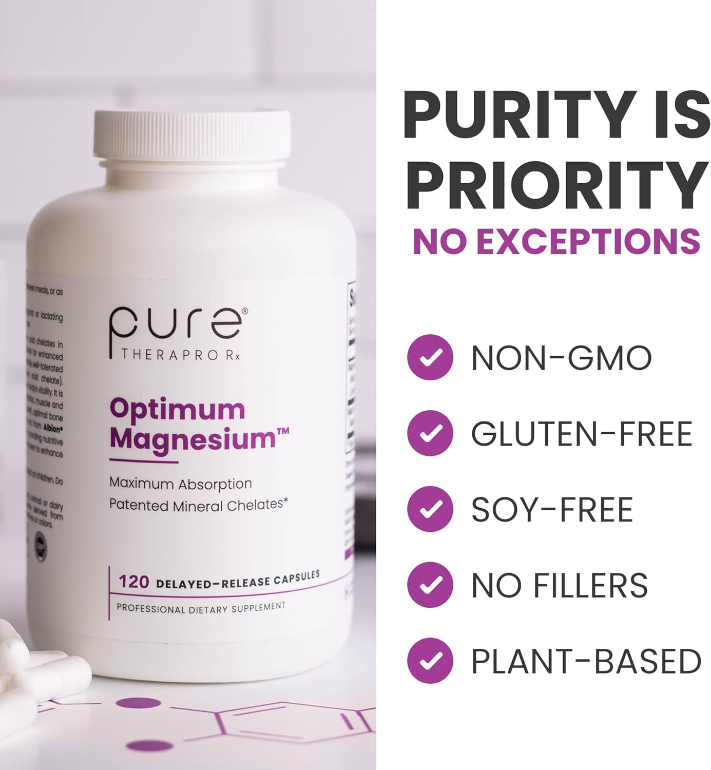 Pure TheraPro Rx Optimum Magnesium - 120 Delayed Release Vegan Capsules