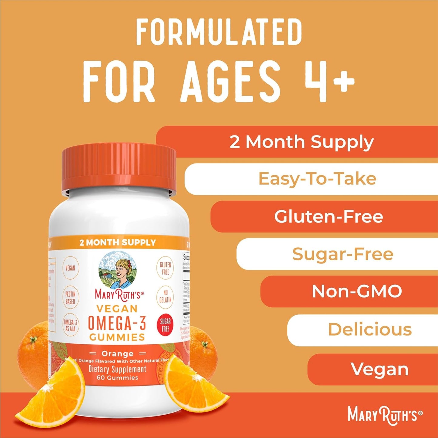 MaryRuth's Vegan Omega 3 Gummies for Adults  60 Count