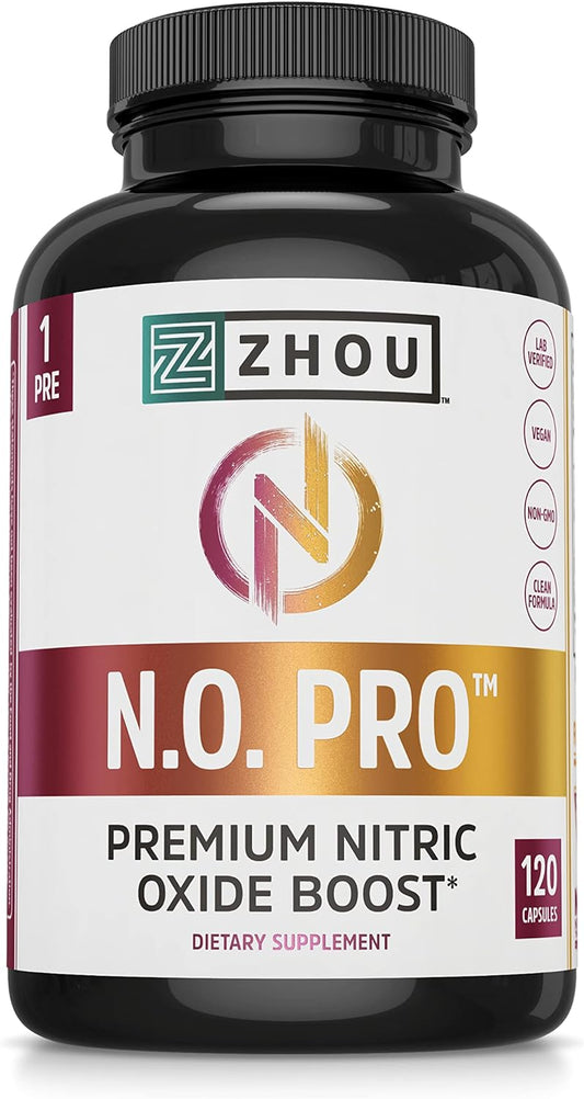 Zhou Nitric Oxide with L Arginine, Citrulline Malate 120 Veggie Caps