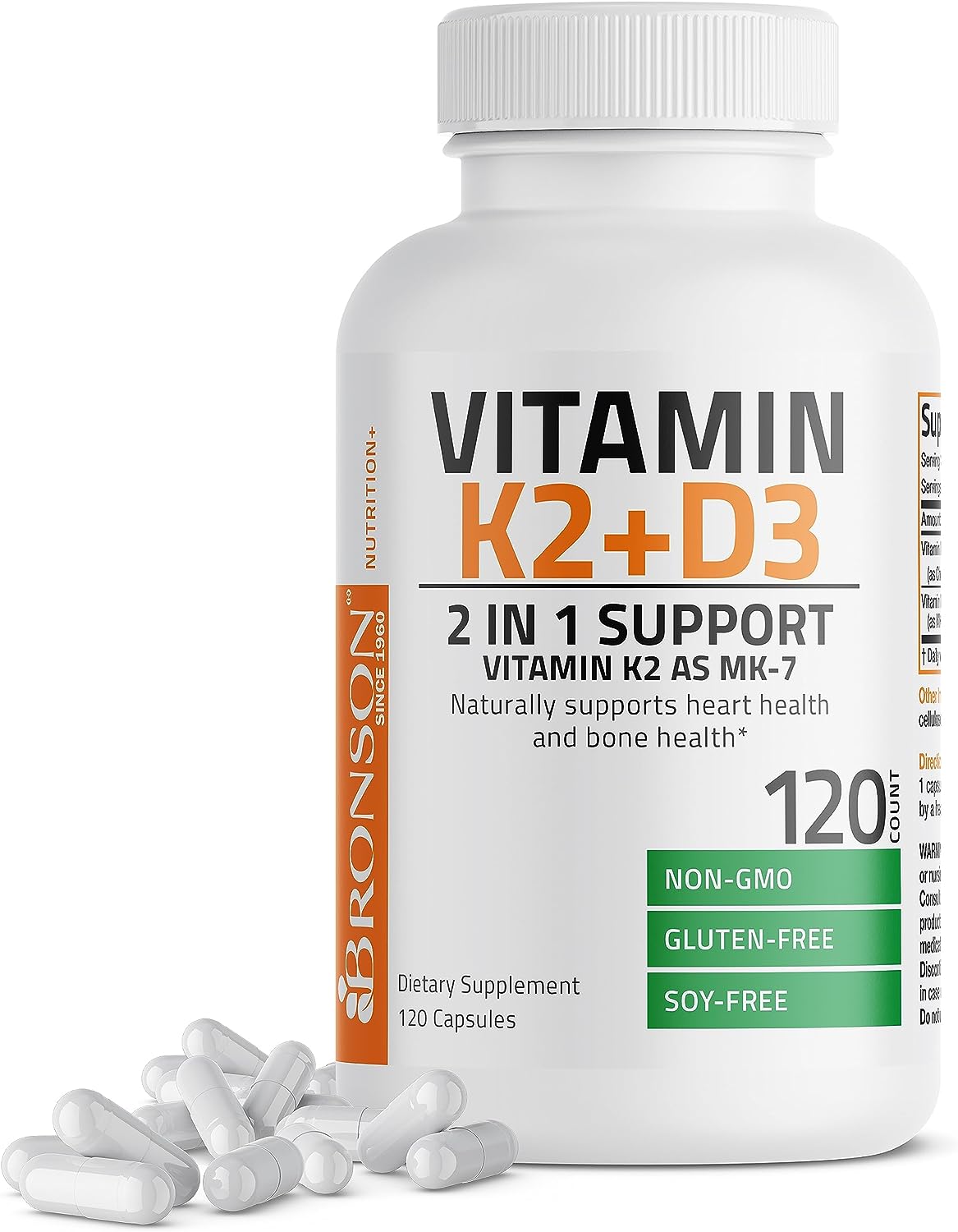 Bronson Vitamin K2 (MK7) with D3 Supplement 120 Capsules