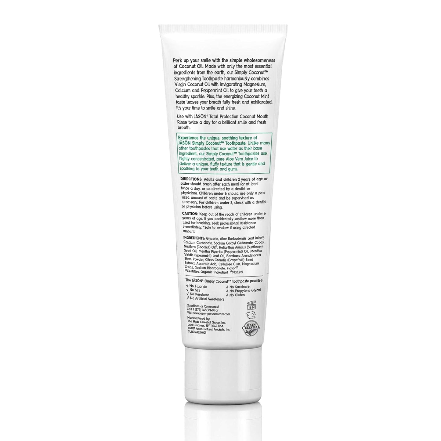 Jason Simply Coconut Strengthening Fluoride-Free Toothpaste,  Coconut Mint