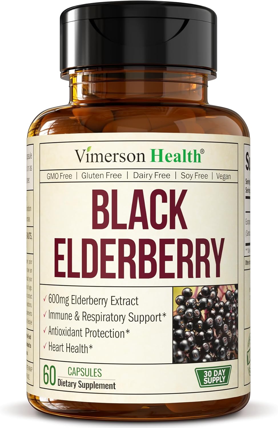 Black Elderberry Capsules. Immune Support Supplement  60 Capsules