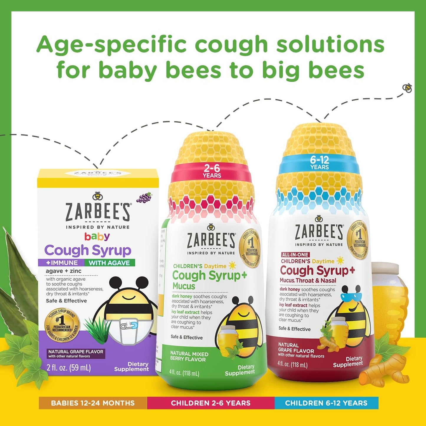 Zarbee's Kids Cough + Mucus Mixed Berry Flavor, 2x4FL Oz