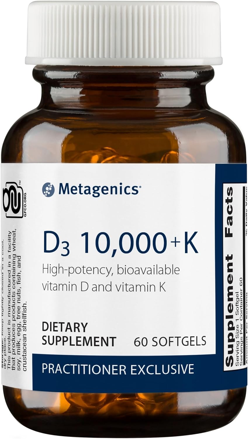 Metagenics D3 10,000 + K - for Immune Support , 60 Softgels