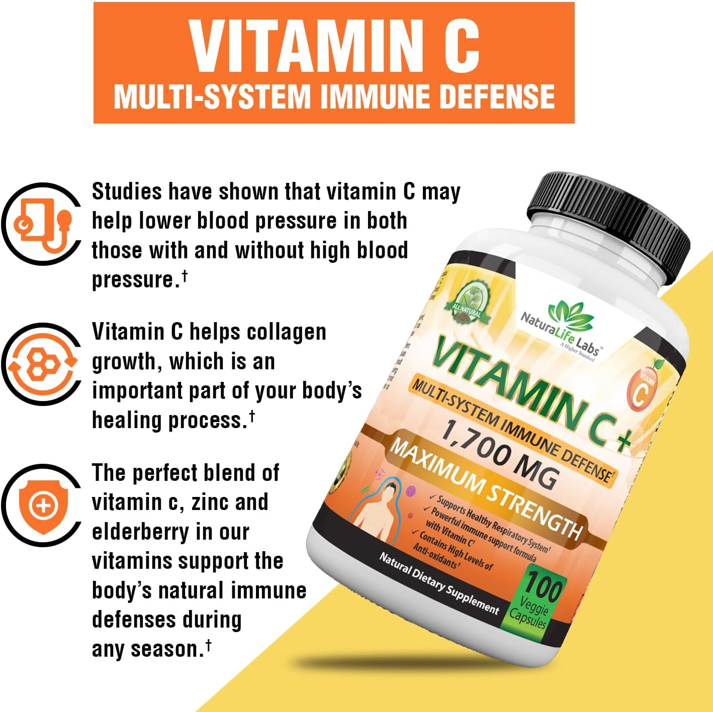 NaturaLife Labs A Higher Standard Vitamin C 100 Veggie Capsules