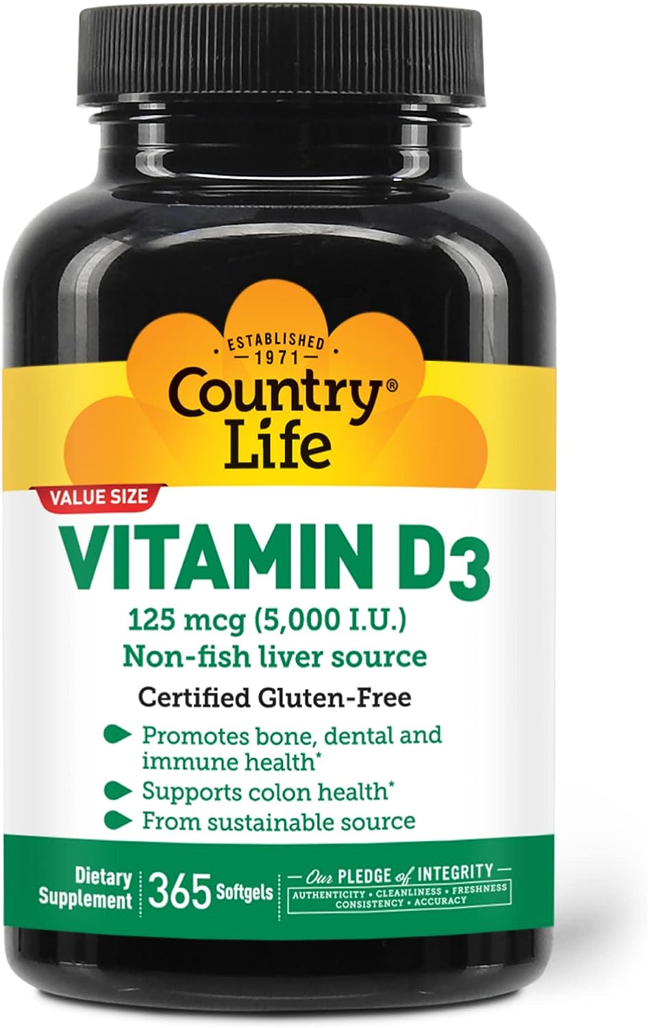 Country Life Vitamin D3, 365 Softgels