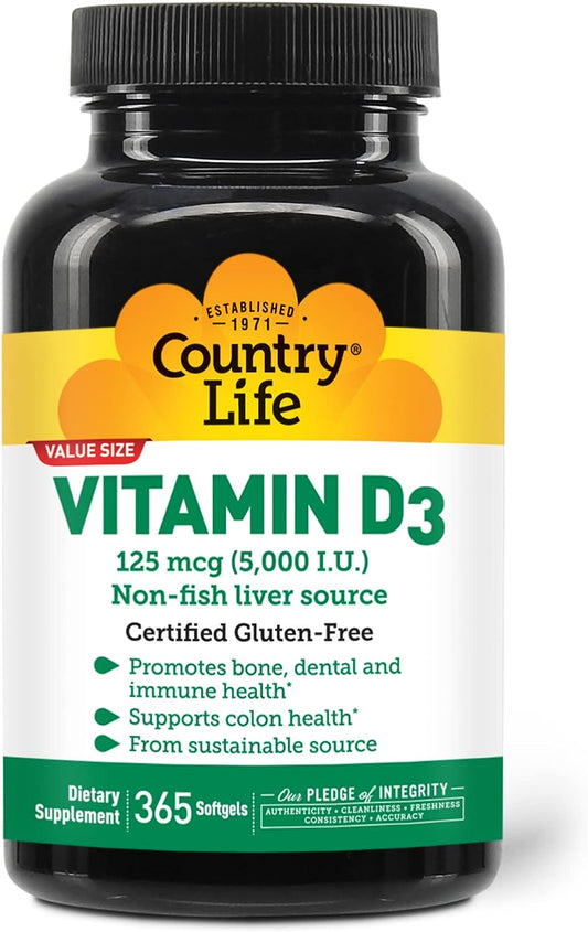 Country Life Vitamin D3, 365 Softgels