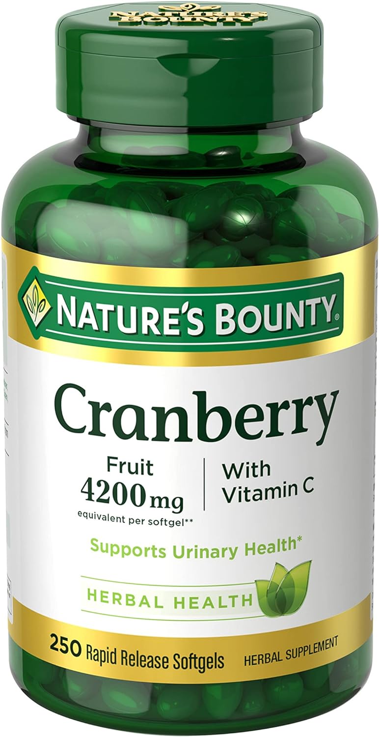 Nature's Bounty Cranberry 4200mg With Vitamin C , 250 Rapid Release Softgels