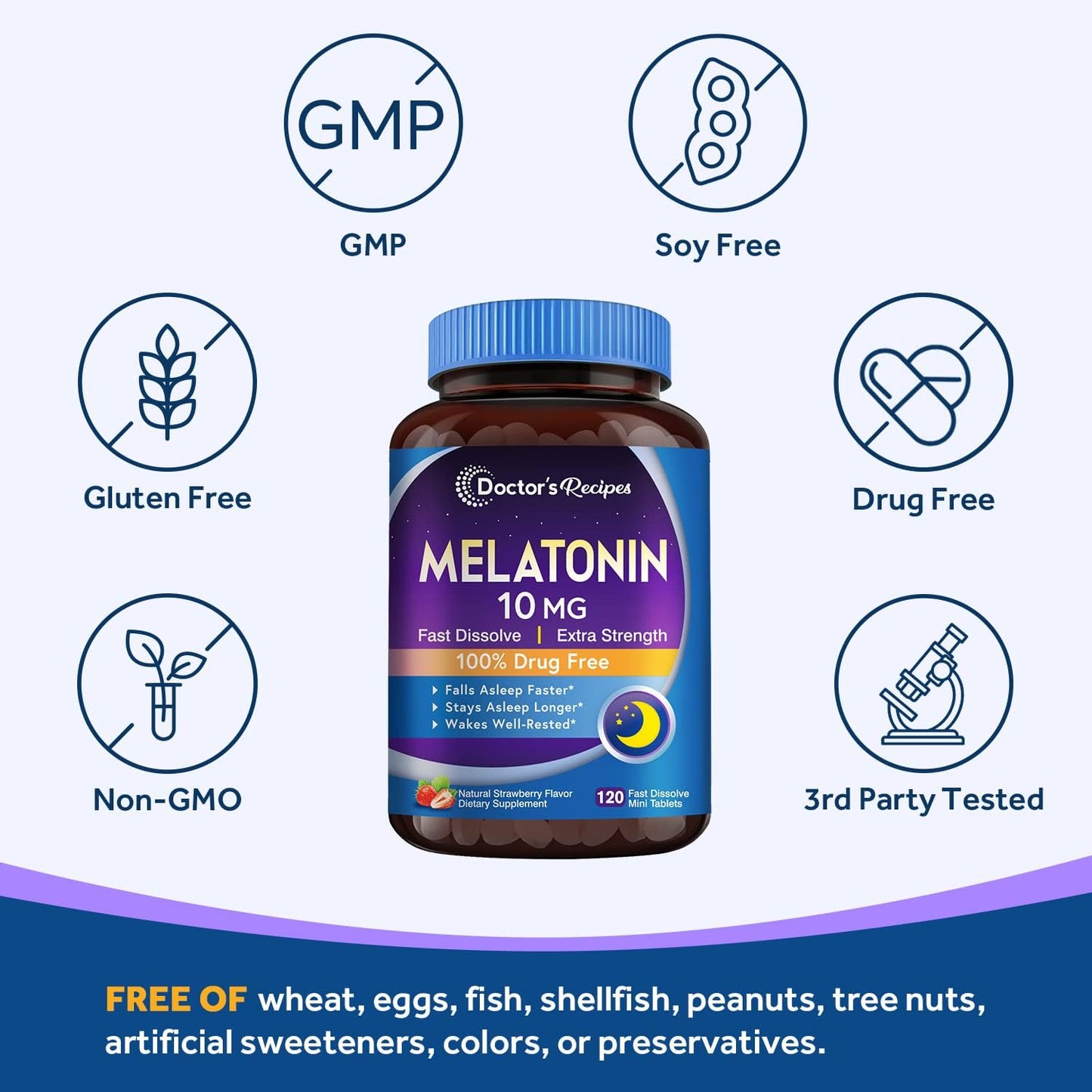 Doctor‘s Recipes Melatonin 10 mg Fast Dissolve 120 Tablets