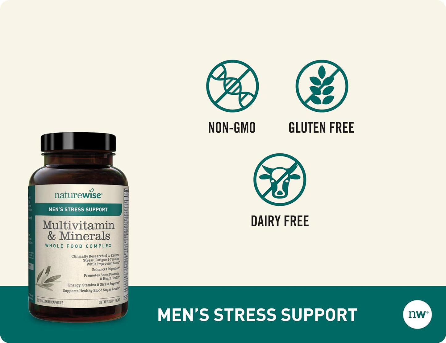 NatureWise Multivitamin for Men's Daily Stress Support 60 Count