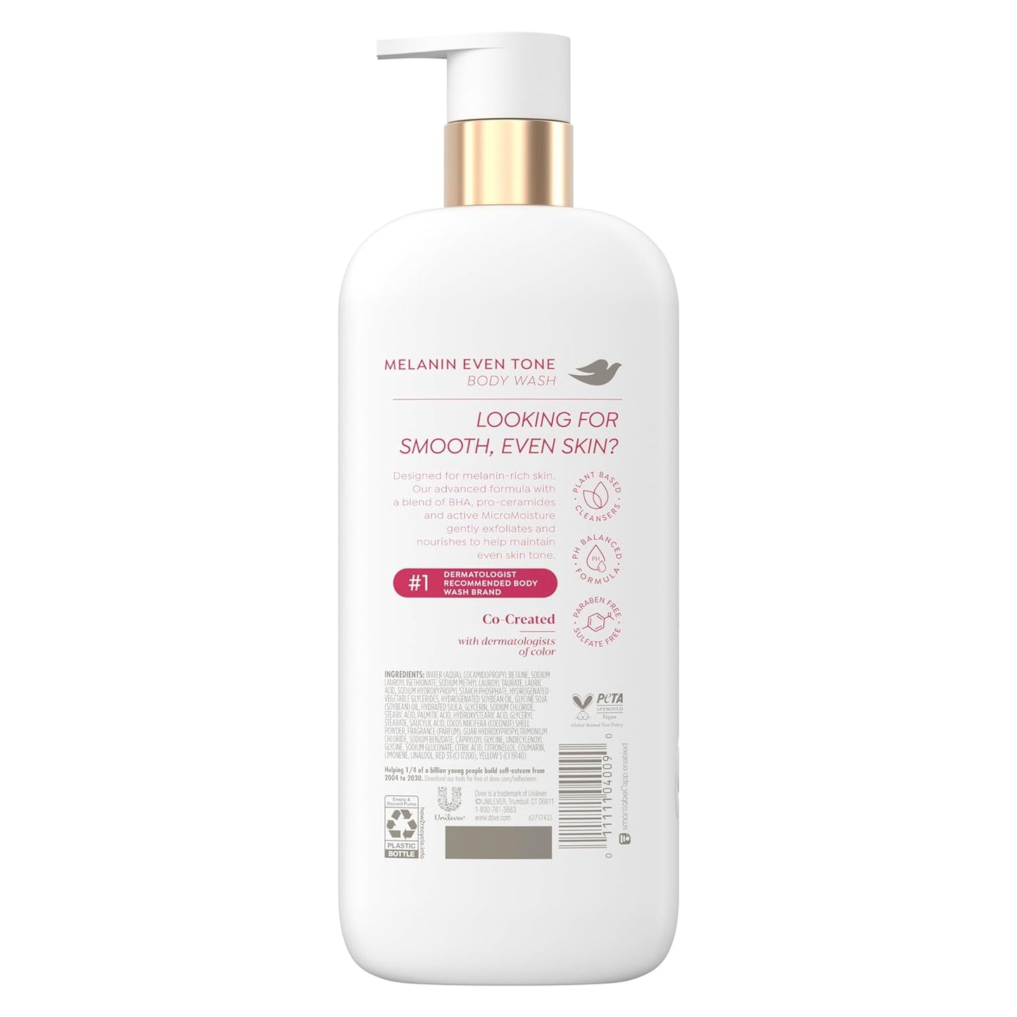 Dove Exfoliating Body Wash Melanin Even Tone Promotes Even Skin Tone 5% pro-ceramide serum with BHA 18.5 oz