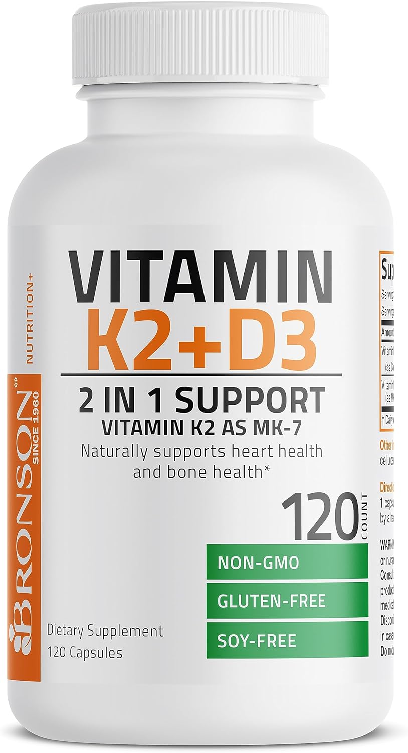 Bronson Vitamin K2 (MK7) with D3 Supplement 120 Capsules