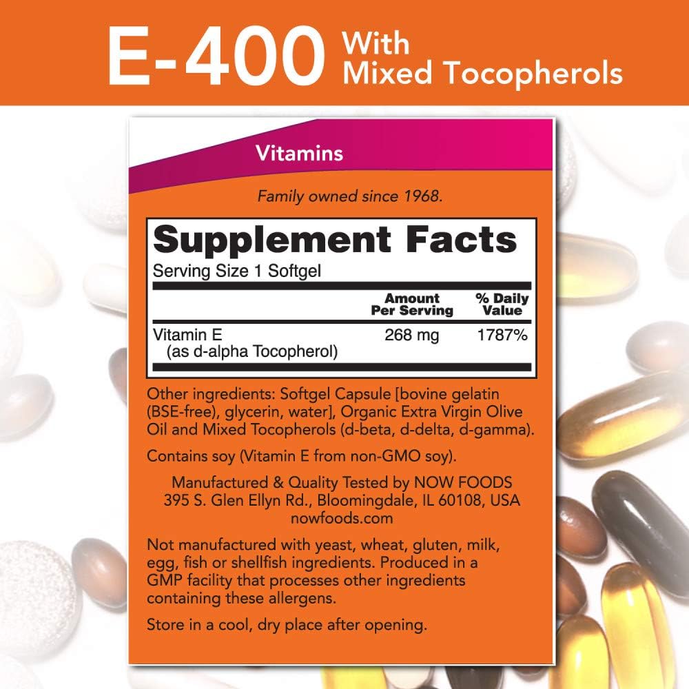 NOW E-400 Vitamin E-400 IU , 250 Softgels