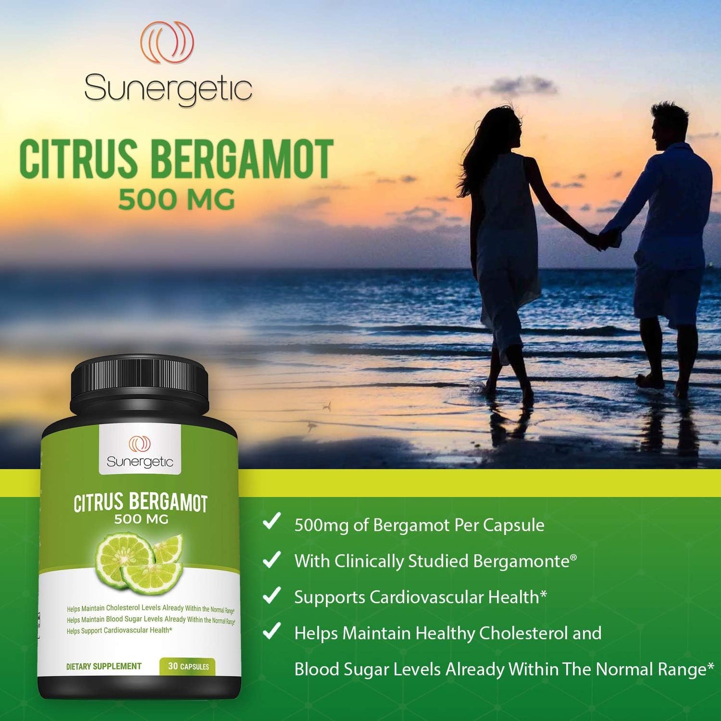 Sunergetic Bergamot Capsules–Formulated with Organic Bergamot Extract -30 capsules