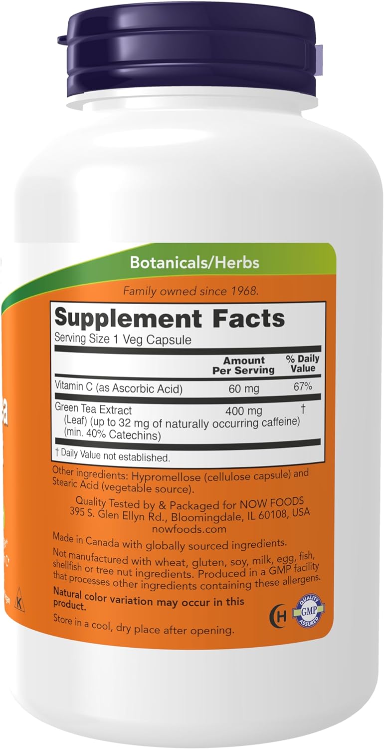 NOW Supplements, Green Tea Extract 400 mg with Vitamin C for Dietary, Cellular Protection, 250 Veg Capsules