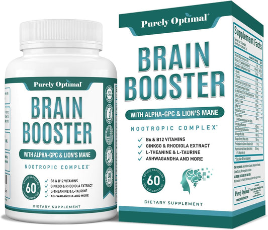 Premium Brain Supplement -  Nootropic Brain Booster for Focus- 60 Caps