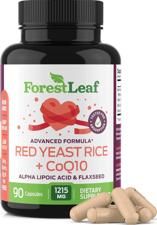 ForestLeaf Red Yeast Rice Care with COQ-10 and Organic Flaxseed - 1215mg