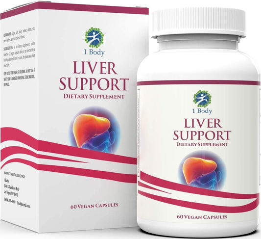 1 Body Liver Support Supplement -60 Capsules