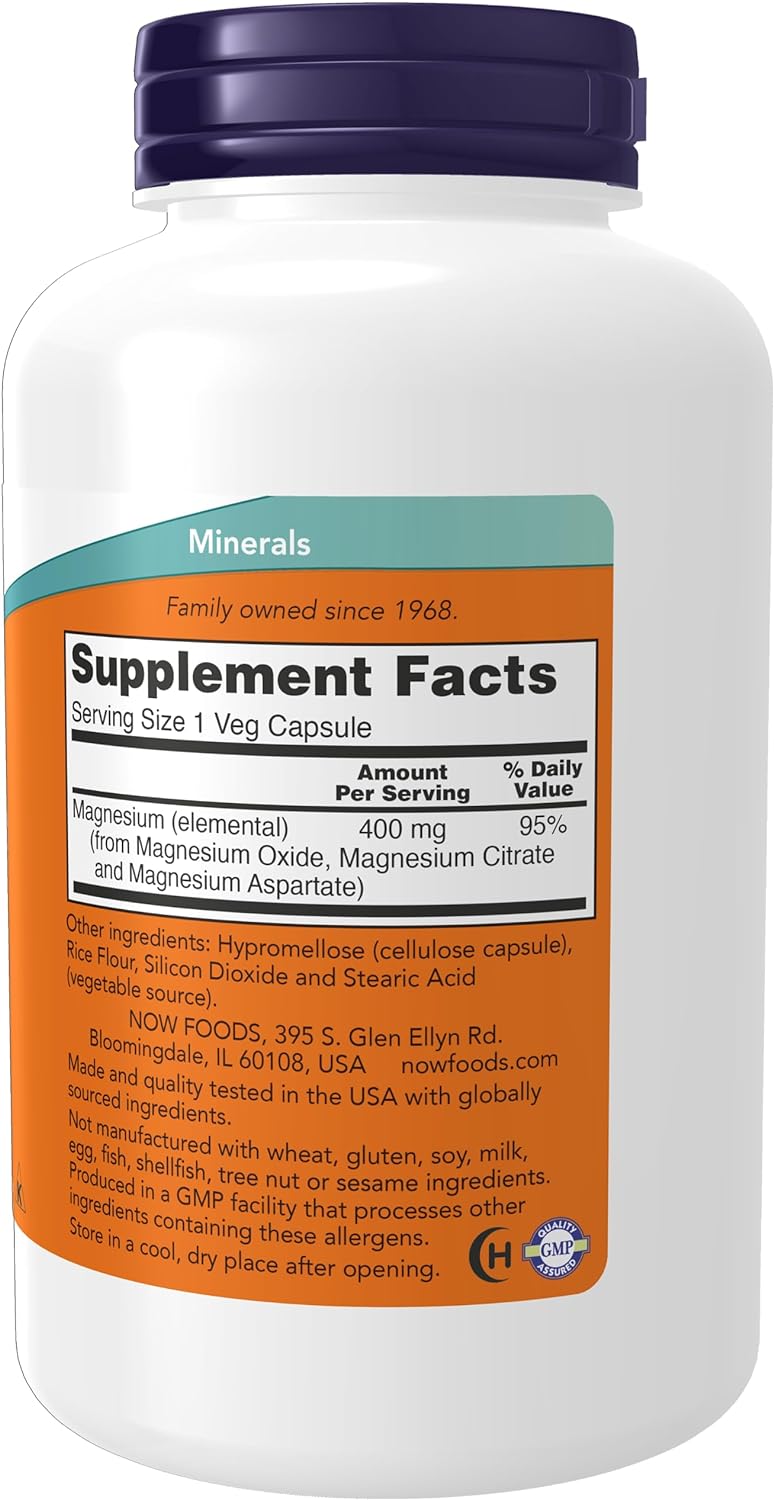 NOW Supplements, Magnesium 400 mg, 180 capsules