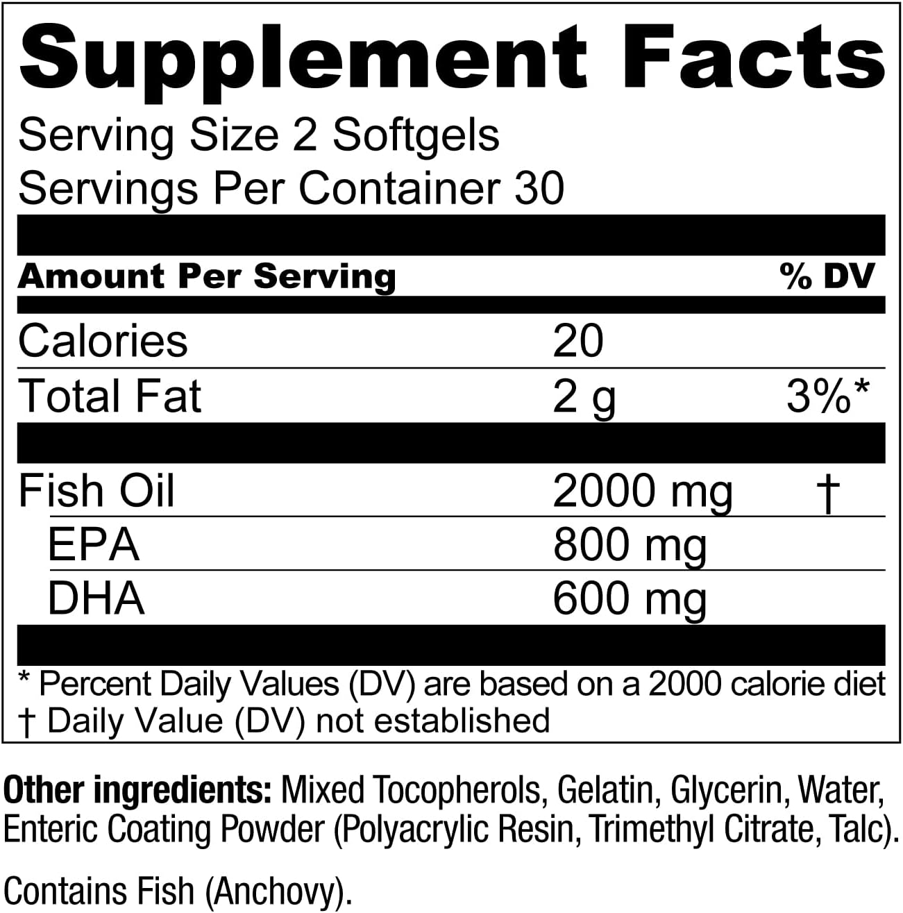 OmegaWell Omega 3 Fish Oil - 2000mg Capsules - 800 mg EPA 600 mg DHA -60 softgels