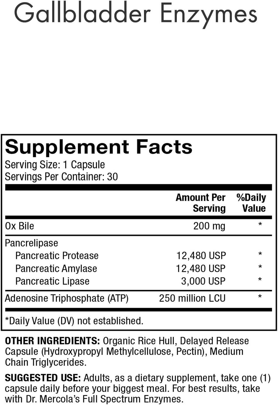 Dr. Mercola Gallbladder Enzymes 30 count