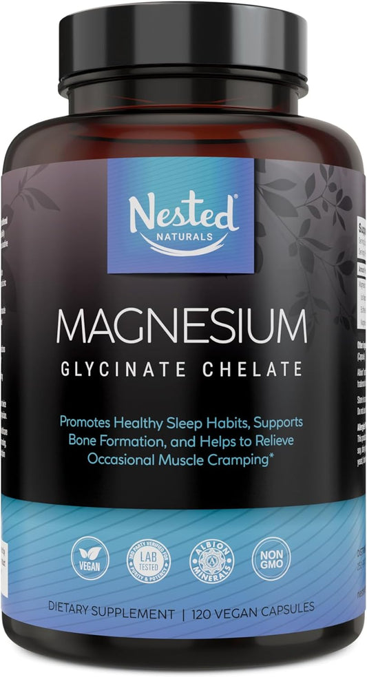 Nested Naturals Magnesium Glycinate Chelate  - 120 Vegan Capsules