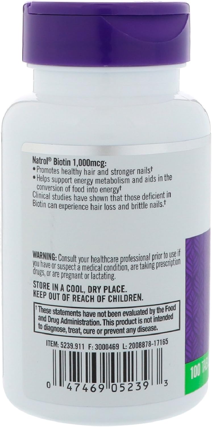 Natrol Biotin Tablet 10000 mcg, 100 Count