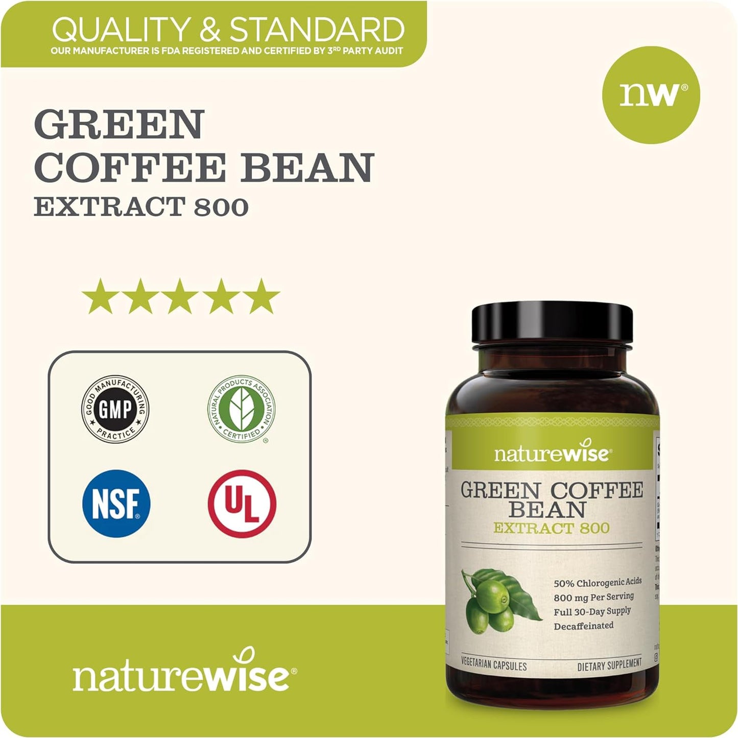 NatureWise Green Coffee Bean 60 Count