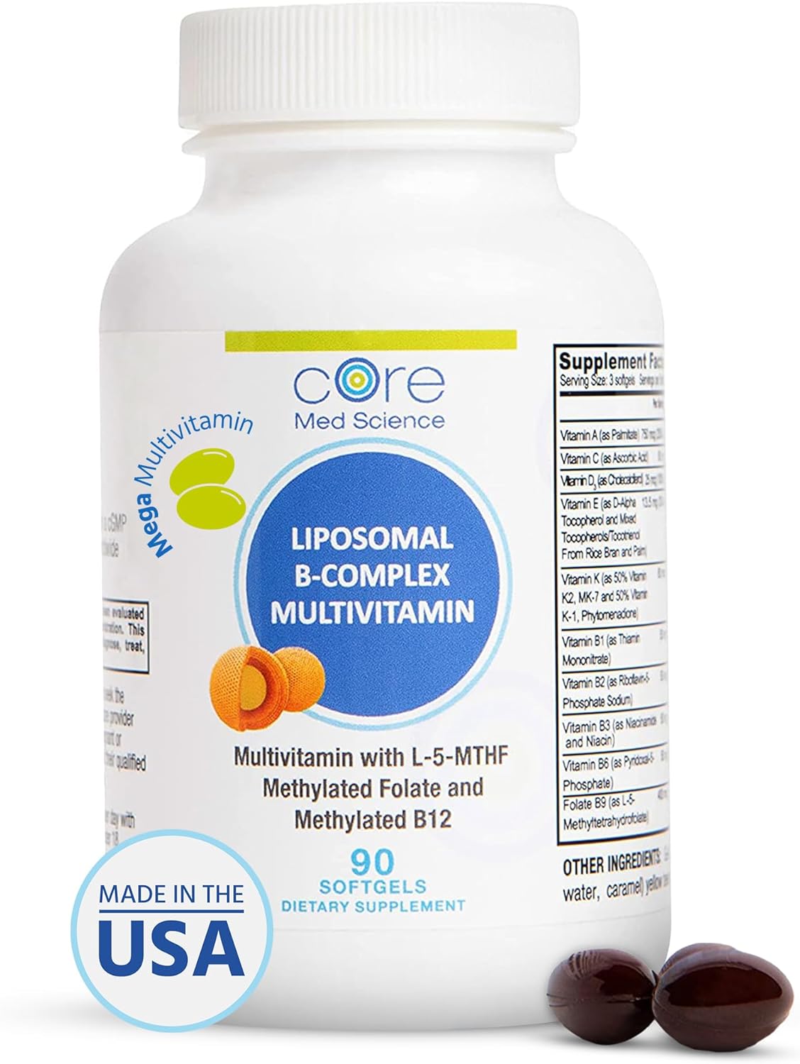 Core Med Science Liposomal Vitamin B-Complex, 90 Softgels