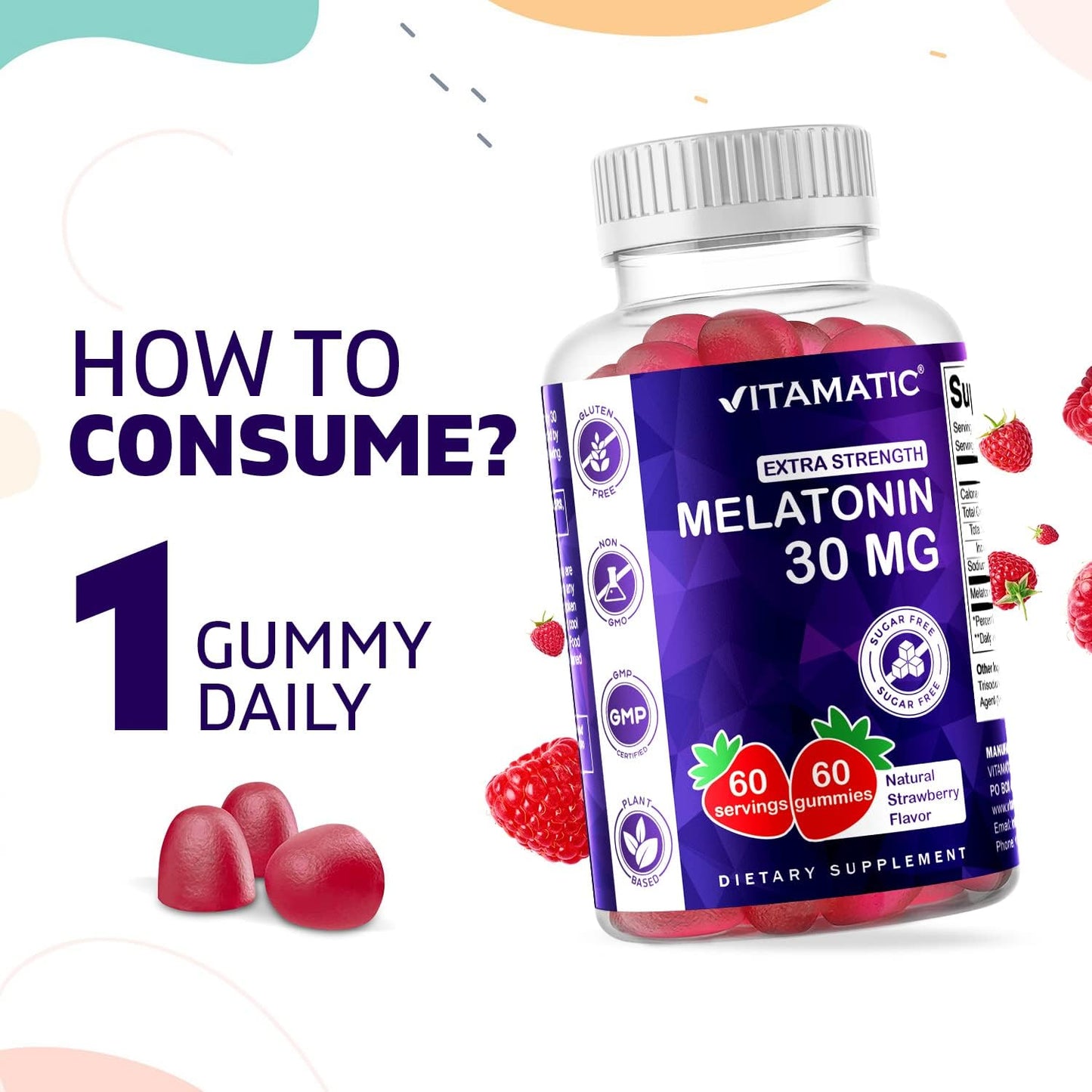 Vitamatic Sugar Free Melatonin 60 Gummies