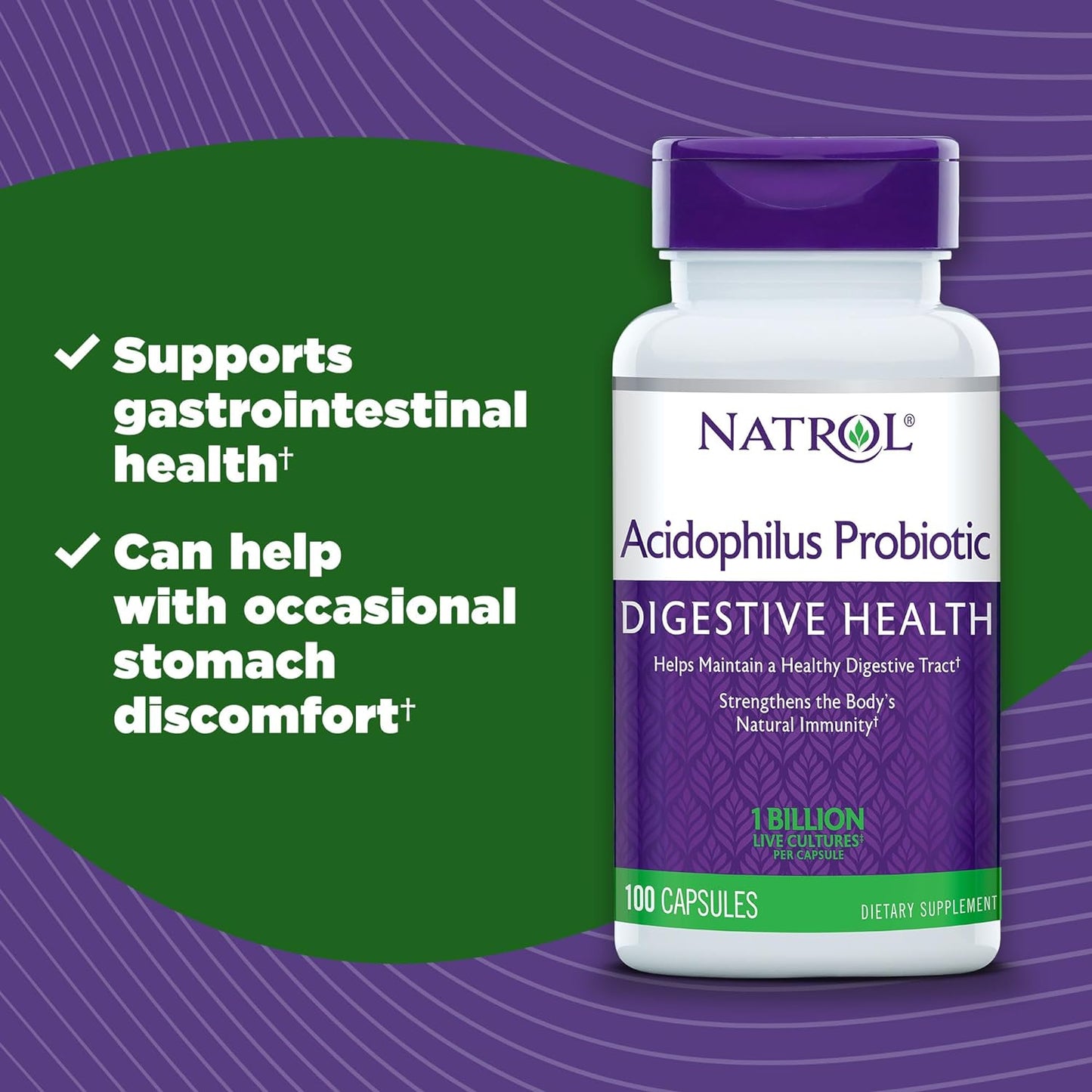 Natrol Acidophilus Probiotic 100mg Capsules, 100 Count