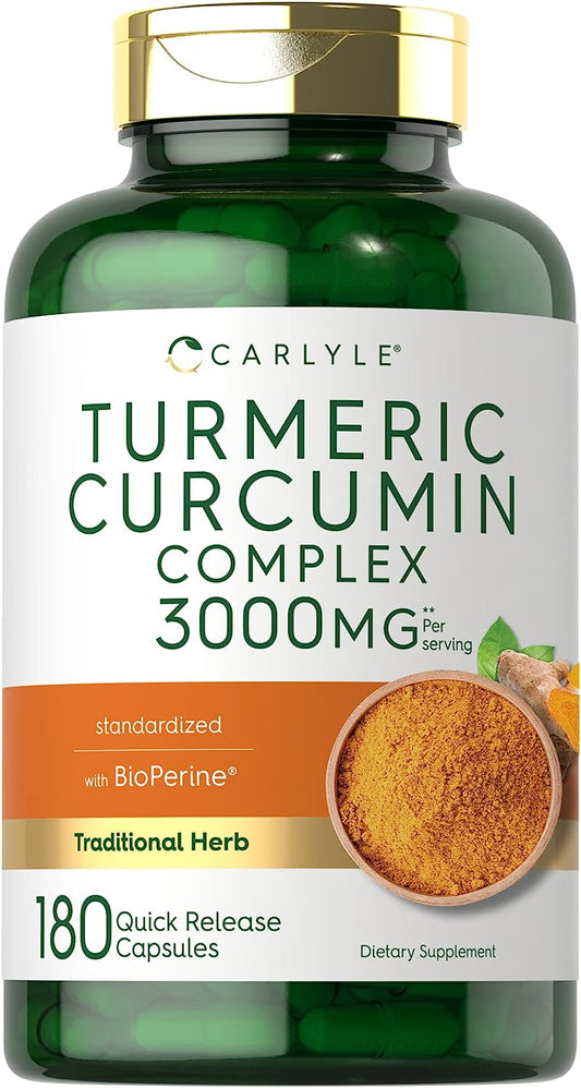 Carlyle Turmeric Curcumin with Black Pepper 3000mg 180 Capsules