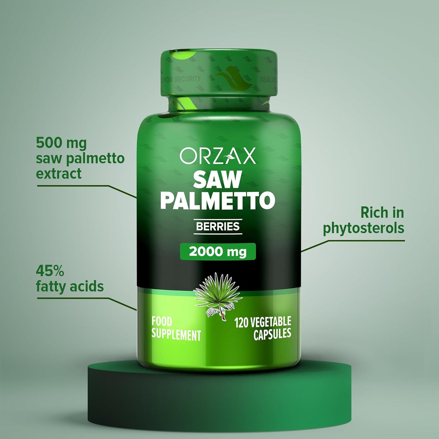 ORZAX Prostate Supplement with Saw Palmetto Extract 2000 mg for Men -120 count