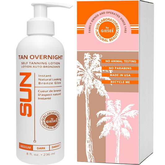 Sun Laboratories Tan Overnight Tinted Self Tanning Lotion for Body and Face