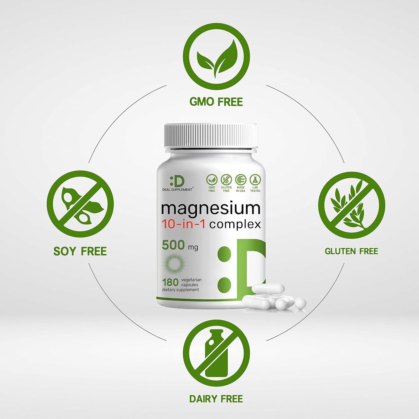 Magnesium Complex Supplement  180 Veggie Capsules