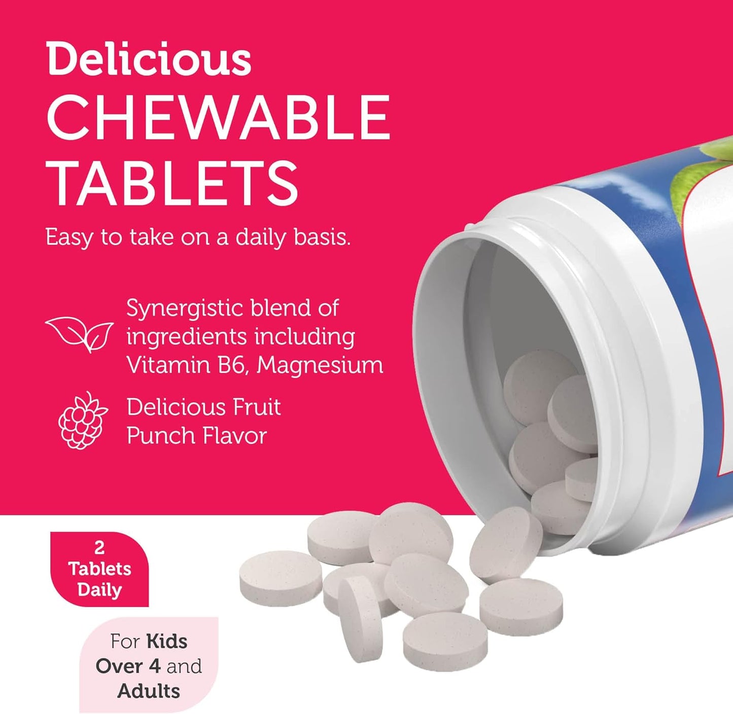 Zahler ChildCalm, Kosher Fruit Punch Chewable Magnesium for Kids  60 Tablets