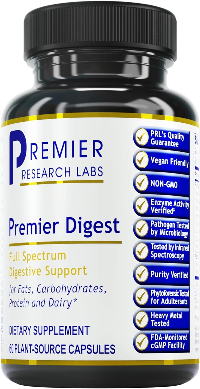 Premier Research Labs Promotes Full-Spectrum Digestive Support -60 Plant-Sourced Capsules