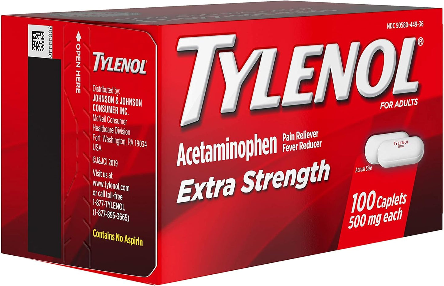 Tylenol Extra Strength Caplets with  Acetaminophen Pain Reliever Fever Reduce 100 Count