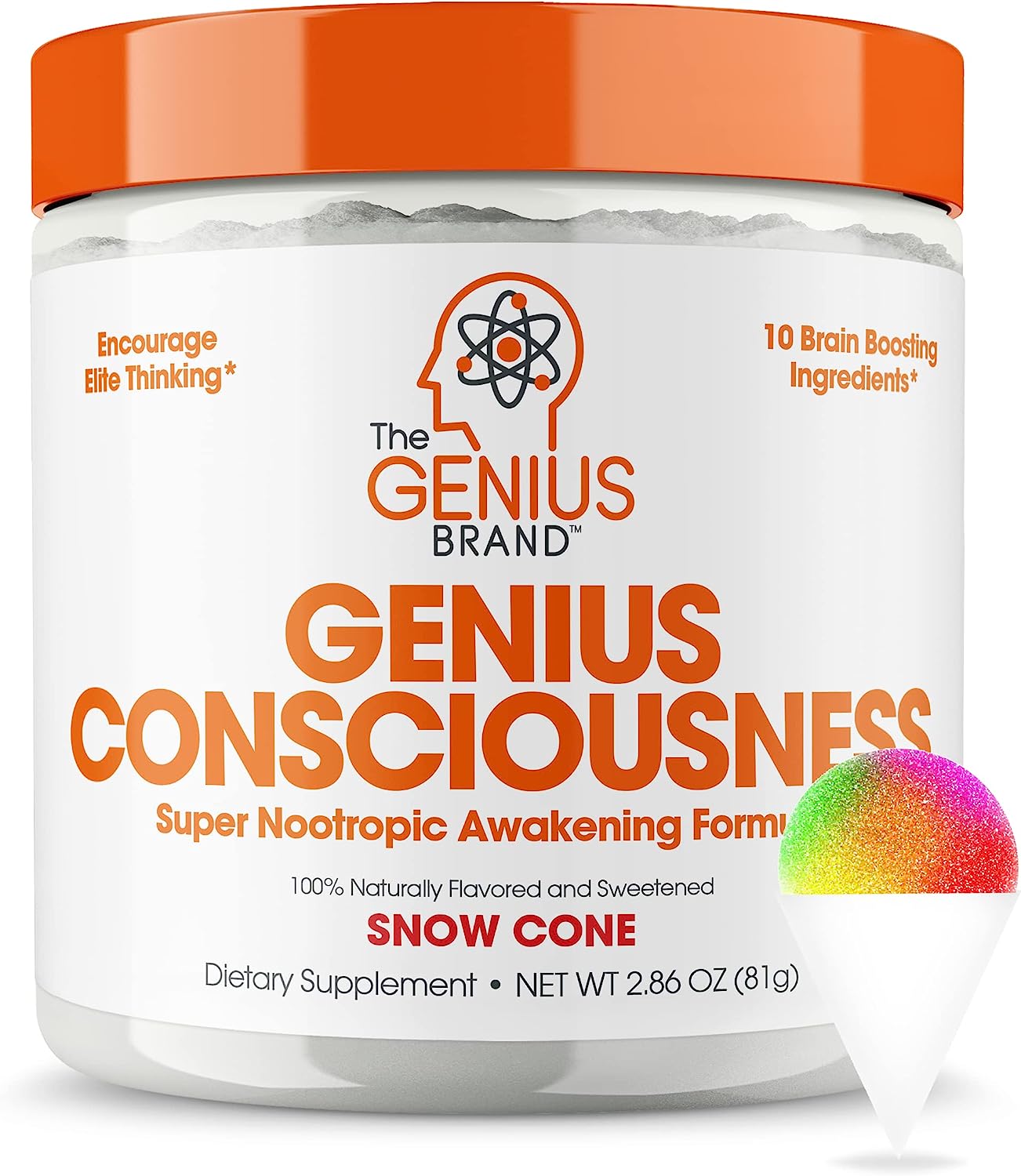 Genius Consciousness, Super Nootropic Brain Supplement Powder, Snow Cone