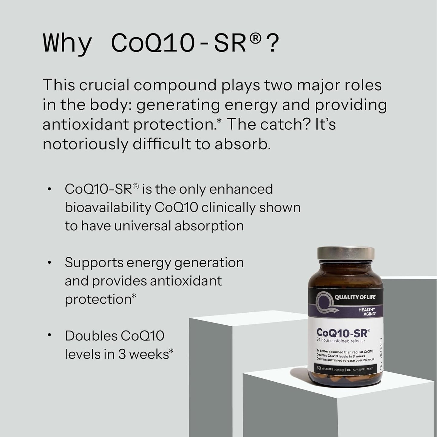 Powerful CoQ10 Supplement–Sustained Released MicroActive –60 Vegetable Capsules