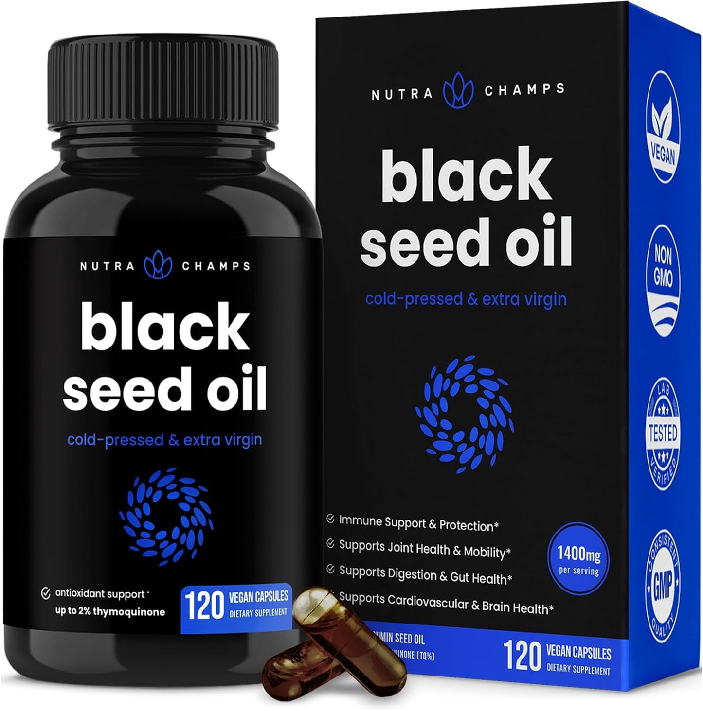 Organic Black Seed Oil Capsules | 120 Vegan Softgels