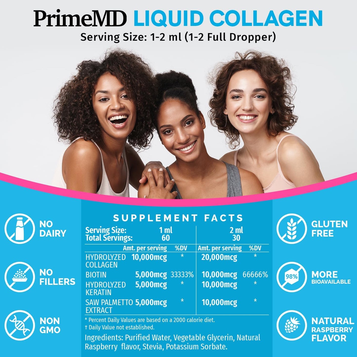 Liquid Collagen Peptides for Women - Complex with Biotin Vitamin,2fl oz