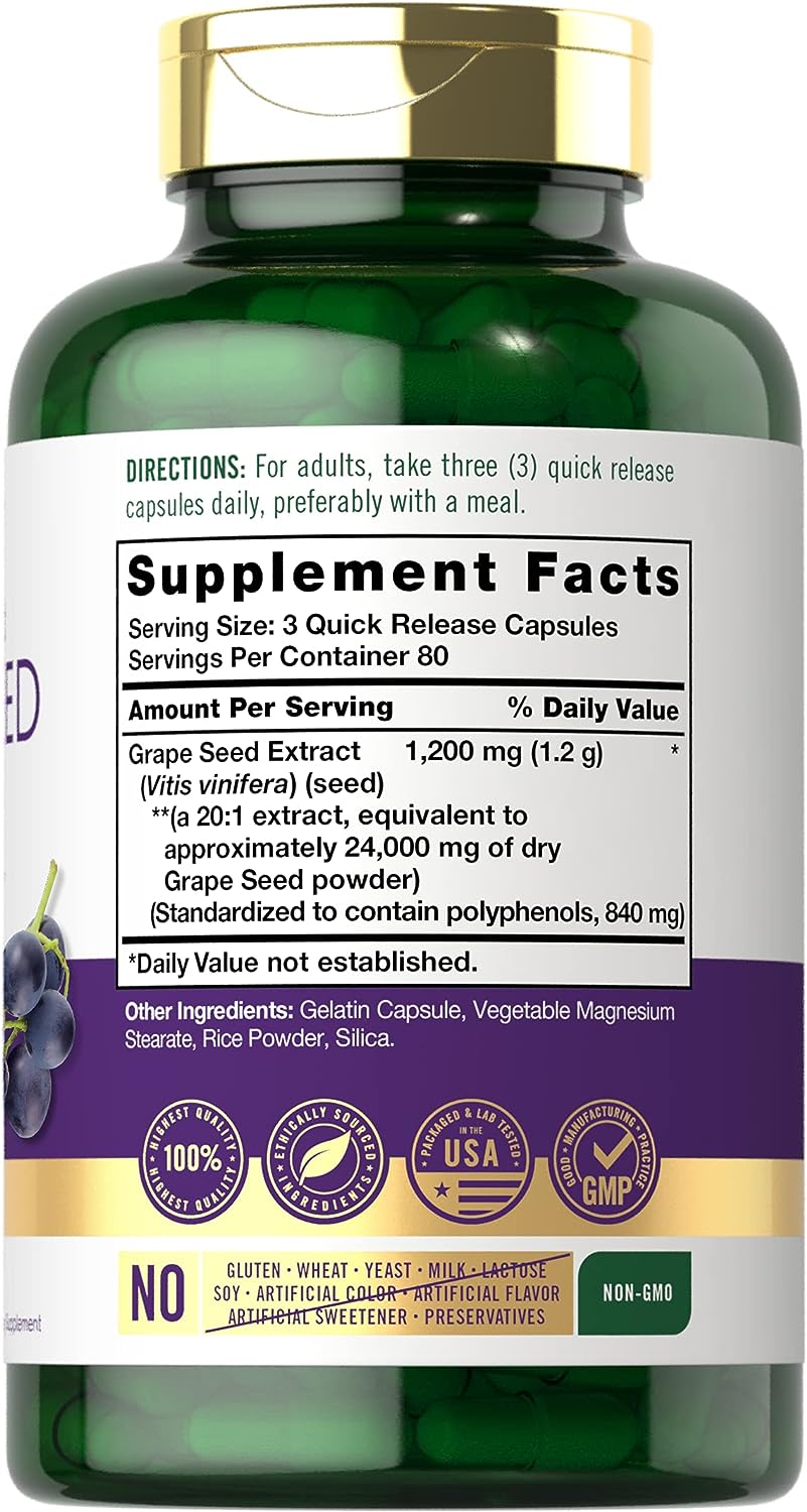 Carlyle Grape Seed Extract 24,000 mg Equivalent 240 Capsules