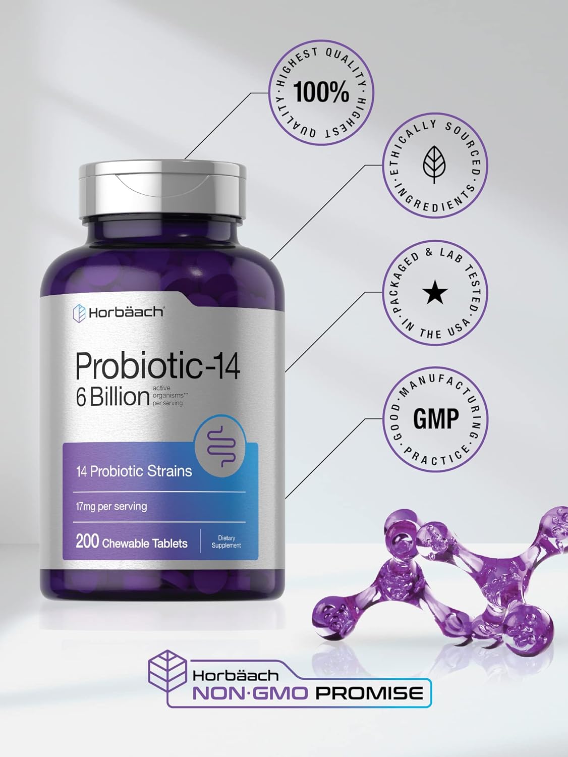 Chewable Probiotics 6 Billion CFUs 200 Tablets