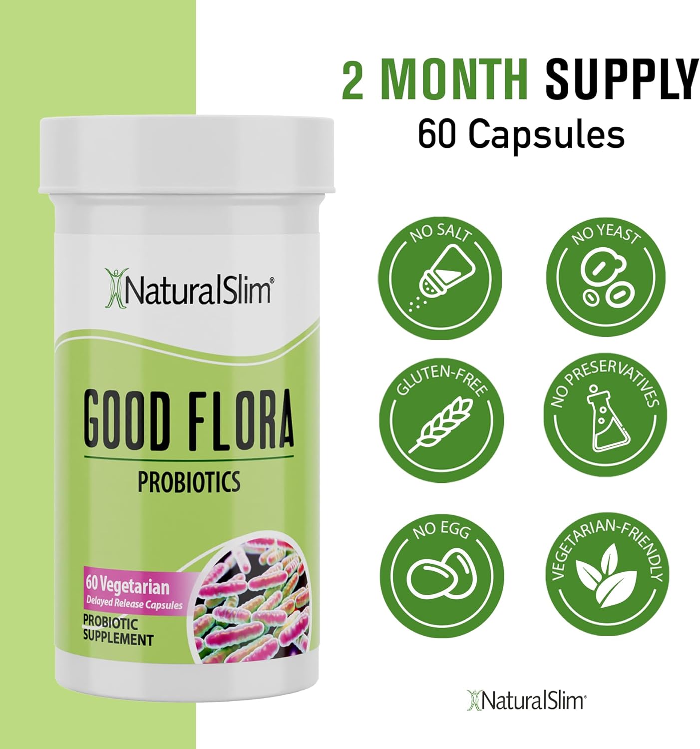 NaturalSlim Good Flora – Probiotics for Digestive Health 60 Capsules