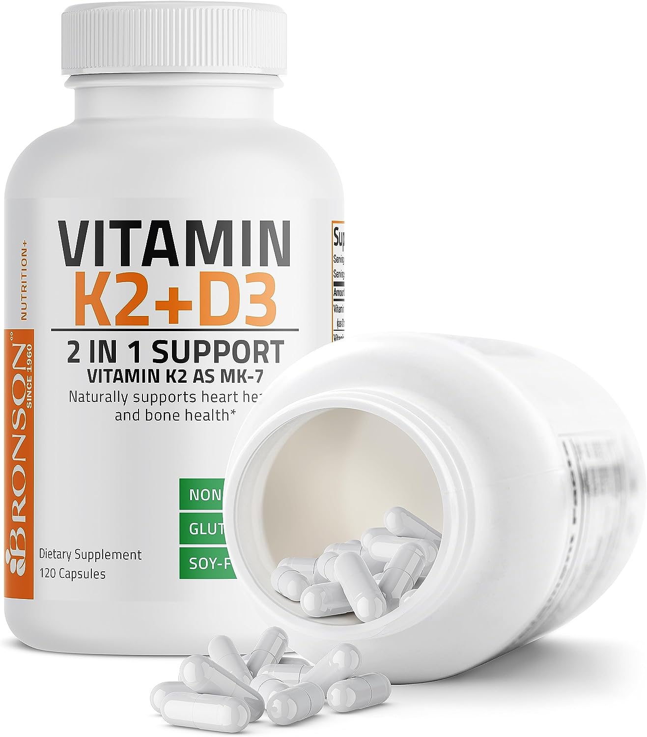 Bronson Vitamin K2 (MK7) with D3 Supplement 120 Capsules