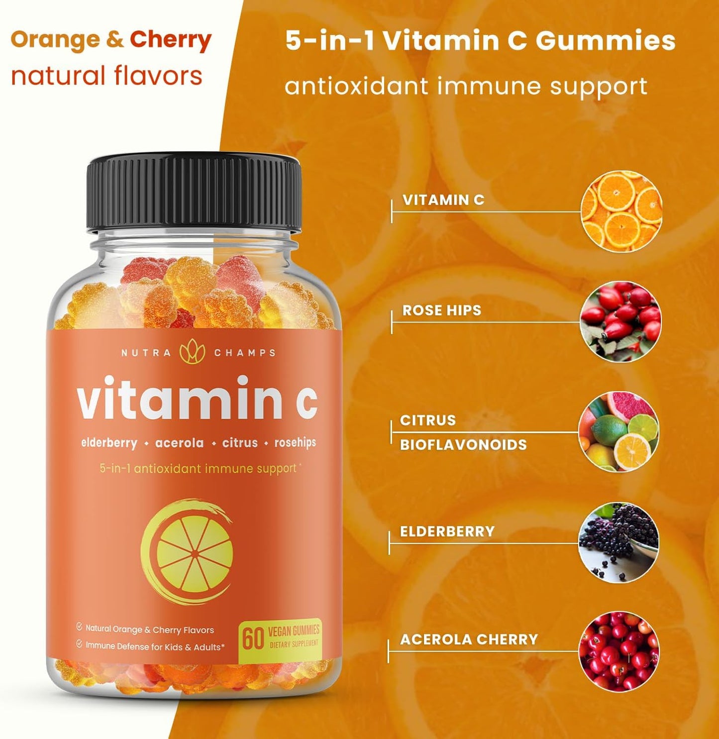 Vitamin C Gummies for Adults & Kids  60 Gummies pack of 2