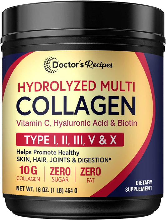 Doctor's Recipes Multi Collagen Powder,Collagen Peptides, Vitamin C, Biotin 16 oz