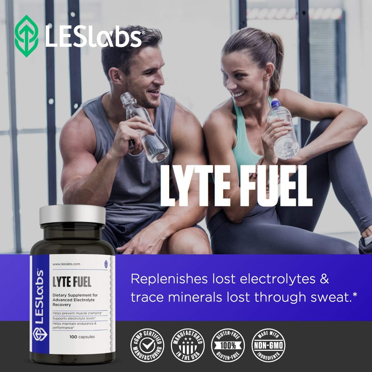 LES Labs Lyte Fuel – Electrolyte Replacement, Endurance, Performance,100 Capsules